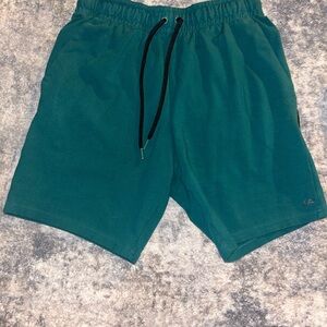 Green Athletic Shorts with Elastic Waistband
